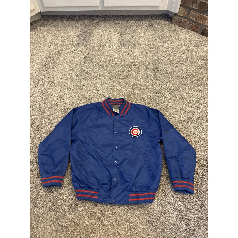 Vintage Chicago Cubs Nylon Snap Jacket Authentic MLB Kid Athlete Youth Size 7